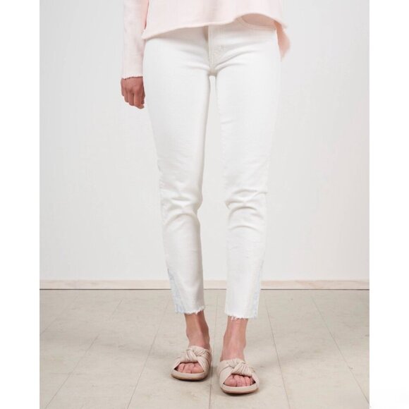 Moussy Vintage Denim MV Burnside Raw Hem Skinny Jeans Designer Luxury White 26 - Picture 13 of 13